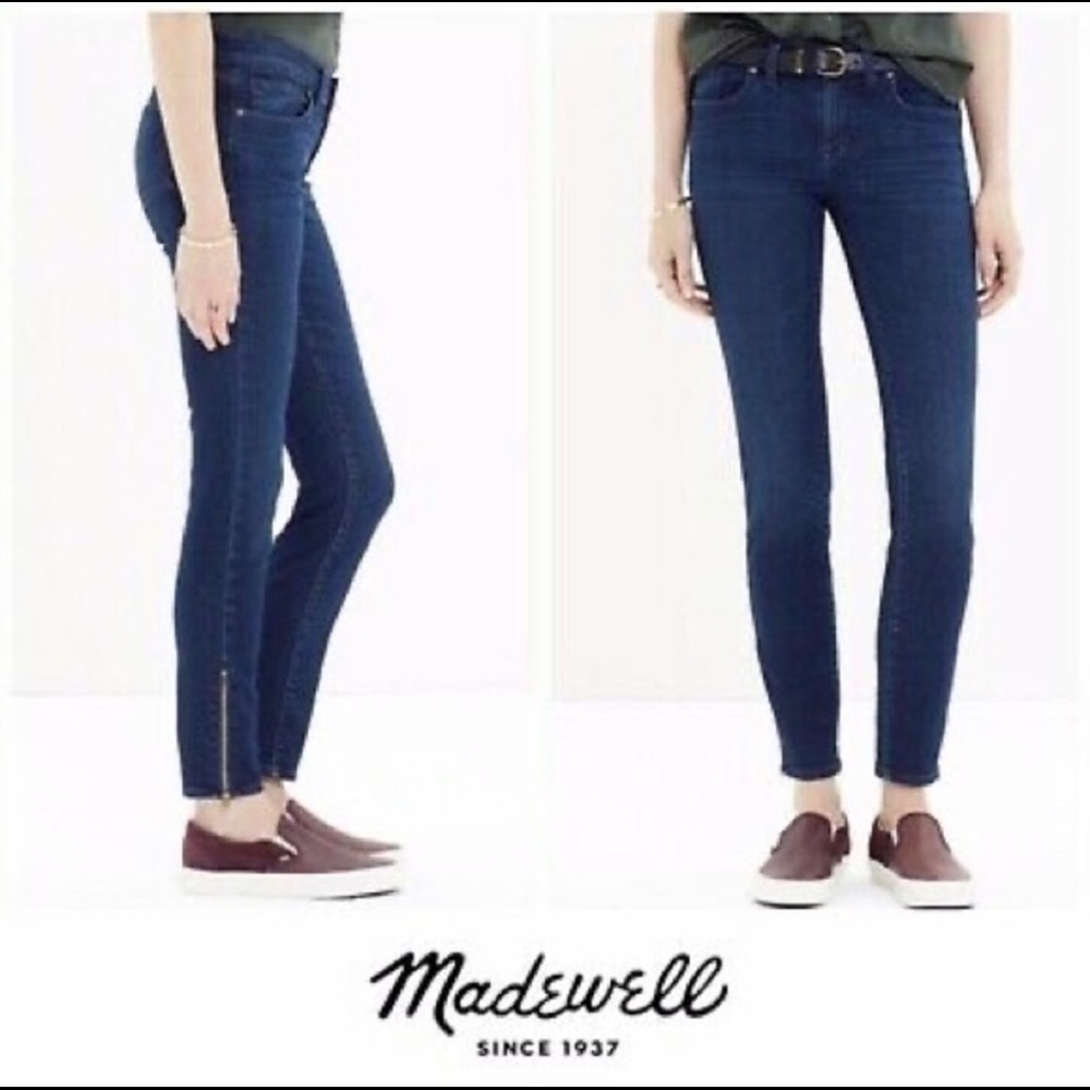 Madewell Skinny Dark Blue Ankle Zip Jeans size 28